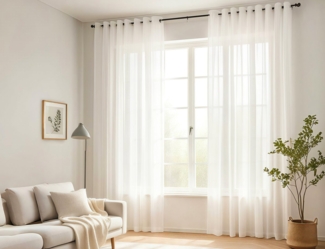 Simloveve Gardine klassische Vorhänge gardine weiß (2 St), Ösen, halbtransparent, Wohnzimmer Luftig Dekoschal für Schlafzimmer