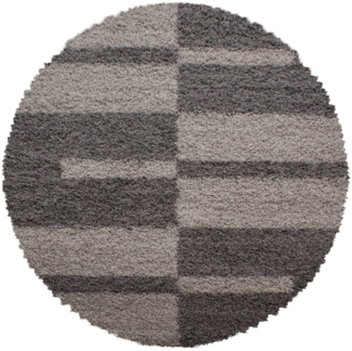 Hochflor Teppich Gianna rund - 200 cm Durchmesser - Taupe