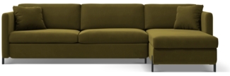 Micadoni Ecksofa Gloria 5-Sitzer Samt Grün Rechts 205x160