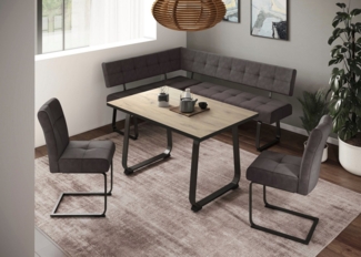 HELA Essgruppe RUHR, (4-tlg), Kufentisch 140x90 cm, Schwingstuhl und Bank mit Federkorb, Komfortsitz
