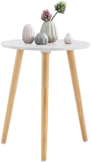 Beistelltisch Holz rund Ø42x52cm Wohnzimmer Nachttisch weiß/Natur