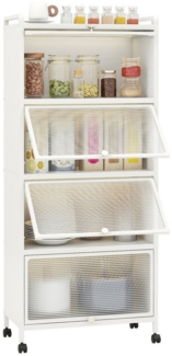 COSTWAY Hochschrank 5-stufig Küchenregal mit aufklappbaren PC-Türen & Rollen