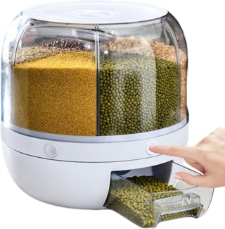 SURFOU Vorratsdose Müslispender Vorratsdosen Frischhaltedosen mit Deckel Vorratsgläser, PP, (360° Drehbarer Müslispender, Abnehmbarem Deckel, Platzsparend, BPA- Frei, Insekten- und Feuchtigkeitsschutz, 1-tlg, 1 x Getreidebehälter), Aus PP, 6 Fächer, fa...