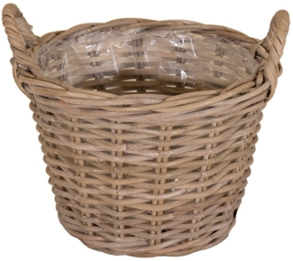 Annastore Weidenkorb Pflanzkorb aus Weide mit Henkel und Innenfolie Blumenkorb Pflanzkorb