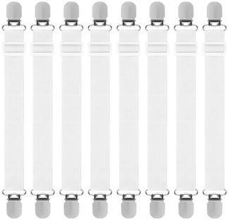 FOUORTUNATE-BEE Spannbettlaken Bettlakenspanner Verstellbar, Elastische Bettlakenspanner, (8 Stück), Lakenspanner mit Metallclips (30-130 cm) für Bettlaken, Matratze, Sofa