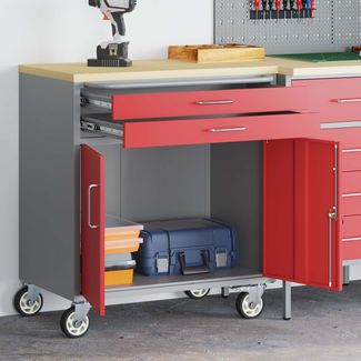 vidaXL Werkbank mit Schubladen 2 pcs Rot und Grau 100 x 55 x 85 cm 3321363