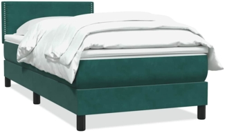 vidaXL Boxspringbett mit Matratze Dunkelgrün 80x220 cm Samt 3316140