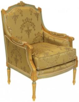 Casa Padrino Barock Lounge Thron Sessel Empire Gold Muster - Ohren Sessel - Ohrensessel Tron Stuhl