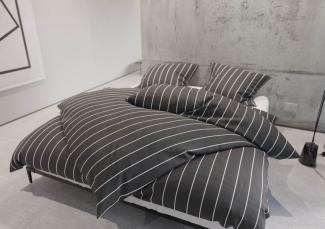 Mako Satin Bettwäsche Urban Stripe anthrazit 155x200 + 80x80