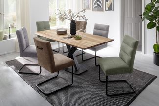 Baumkantentisch >GRAVINA< in naturfarben/ schwarz - 160x74x90 (BxHxT)