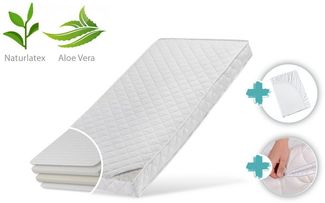 Kindermatratze LATEX DELUXE mit Aloe Vera-Bezug und zwei Härtegraden, Kids Collective, 10 cm hoch, Naturlatex,Luxus-Matratze,Wendematratze,mit Spannbettlaken