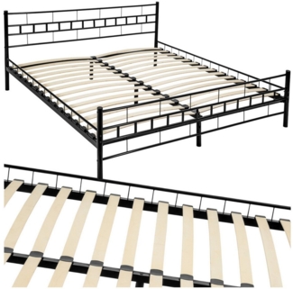 tectake Bettgestell Metallbett, robustes Stahlgestell