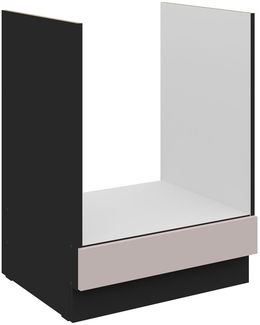 Küchen Herdunterschrank 60 cm Küche ARONA Kaschmir beige matt + Schwarz matt Küchenzeile Küchenblock Küche Einbauküche