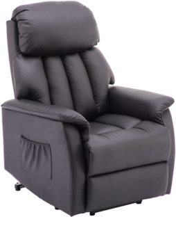 MCombo Elektrisch Aufstehhilfe Fernsehsessel Relaxsessel 7299, elektrisch verstellbar, Kunstleder, Schwarz, 77 x 72 x 110 cm