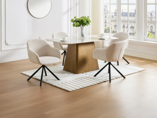 Vente-unique - 2‑er Set Stühle mit Armlehnen - Textilstoff & Metall - Creme - CILIENO