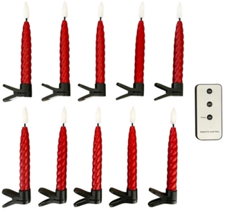 Online-Fuchs LED-Christbaumkerzen - Weihnachtskerzen kabellos mit realistischer Flamme und Fernbedienung, inkl. 6-Stunden Timer - Rot, Silber, Champagner, Berry, Blau