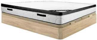 Vente-unique - Set aus Bettgestell mit Bettkasten + Schaumstoffmatratze - 180 x 200 cm - Stärke 30 cm - Holzfarben hell - SOLAK von YSMÉE
