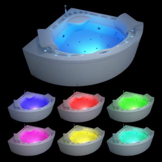 Luxus LED Whirlpool Badewanne SET 160x160cm +Hydrojet +Heizung +Ozon Modell 2024 a