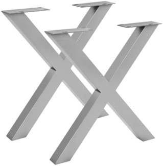 Tischgestell 2er Set Roheisen lackiert X-Gestell Industrial-Design silber X-Form 528672