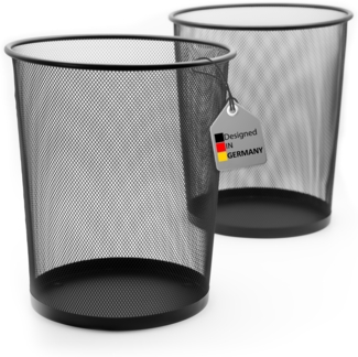 BigDean 2 Stück Papierkorb Mülleimer schwarz 20L Draht - Mülleimer Büro - hochwertiger Papiereimer für Zuhause & Büro