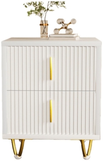 oyajia Nachttisch Nachtschrank mit 3 Schubladen, Beistelltisch, Nachtkommode (Metallfüße, Weiß, 40 x 49 x 40 cm / 40 x 66 x 40 cm), für Kinderzimmer/Schlafzimmer/Wohnzimmer