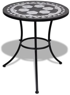 Bistrotisch | Esstisch | Balkontisch Schwarz und Weiß 60 cm Mosaik