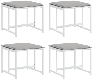 vidaXL Gartenhocker mit Kissen 4 Stk. Weiß Stahl und Textilene 4008588