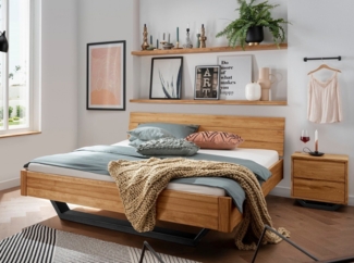 Main Möbel Massivholzbett Doppelbett 'Mona II' 200x200 cm Wildeiche geölt
