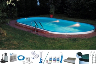 my POOL BWT Ovalpool PREMIUM mit blauer Innenfolie (Komplett-Set, 10-tlg), Höhe 150 cm, in verschiedenen Größen