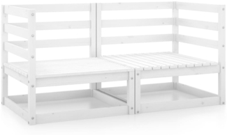 vidaXL Garten-Ecksofas 2 Stk. Weiß Kiefer Massivholz 805676