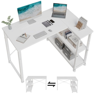 HOMALL Computertisch Eckschreibtisch Reversibel L Förmiger Schreibtisch mit Regal (110/140/160cm,PC Tisch,L-Computertisch,Schreibtisch,Geeignet für Büro, Arbeitszimmer)