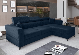 AX LIVING Ecksofa klein mit Schlaffunktion Ribella – 265 cm breit, Blau Rechts