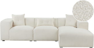 Ecksofa DOLVA Bouclé Cremeweiß Linksseitig