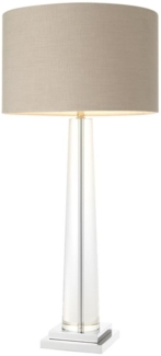 Casa Padrino Luxus Kristallglas Tischleuchte mit grauem Lampenschirm - Hotel Möbel