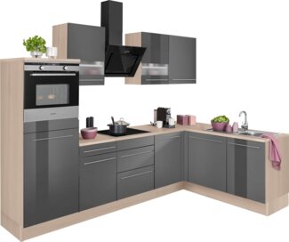 OPTIFIT Winkelküche Bern mit Hanseatic-E-Geräten, Stellbreite 285x175 cm, mit Induktionskochfeld, Soft-Close