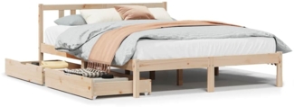 vidaXL Massivholzbett ohne Matratze 135x190 cm Kiefernholz 3301626