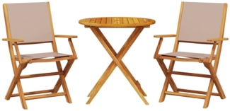 vidaXL 3-tlg. Bistro-Set Taupe Stoff und Massivholz 3281858