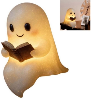 Novzep LED Nachtlicht Geister Lampe – LED Leselampe Geist 22cm aus Harz, 3D Nachtlicht Figur, niedliche Deko für Schlafzimmer & Wohnzimmer