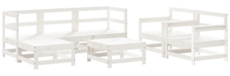 vidaXL 7-tlg. Garten-Lounge-Set Weiß Massivholz Kiefer 3186243