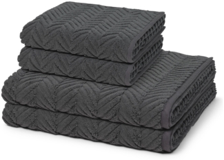 Ross Sensual Skin Zopf 4 tlg. Frottier-Set - 2 X Handtuch (50 X 100cm), 2 X Duschtuch (75 X 140cm) - 500 g/m2 - Anthrazit
