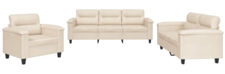 vidaXL 3-tlg. Sofagarnitur mit Kissen Beige Mikrofasergewebe 3202295
