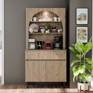 Roomart Küchenschrank VENEDIK 90×179×42 cm – Buffet- & Mehrzweckschrank mit Schublade und Türen • Eiche