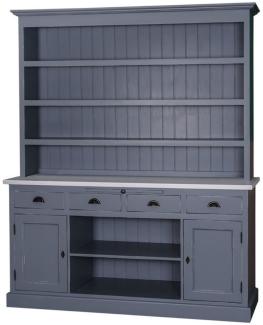 Casa Padrino Landhausstil Küchenschrank Antik Blau / Grau 178 x 50 x H. 210 cm - Landhausstil Küchenmöbel