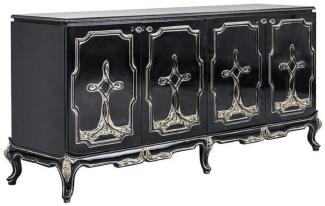 Casa Padrino Luxus Barock Sideboard Schwarz / Gold - Handgefertigter Massivholz Schrank mit 4 Türen - Barock Möbel - Edel & Prunkvoll