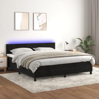 vidaXL Boxspringbett mit Matratze & LED Schwarz 160x200 cm Samt 3134293