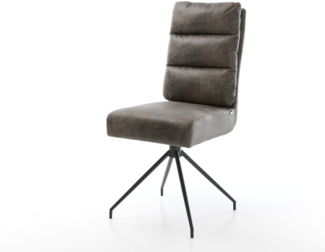 Esszimmerstuhl Pela-Flex Mikrofaser Grau Antik Kreuzgestell konisch Schwarz Taschenfederkern