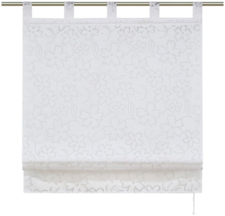 Delien Raffrollo Jessica, mit Schlaufen, Ausbrenner Blumen Voile Rollo