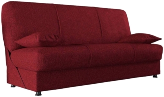 Dmora 3-Sitzer Schlafsofa Arachide, Sofa mit Stauraum und 2 Kissen inklusive, gepolstertes Stoffsofa mit Klick-Klack-Öffnung, 180 x 81 x 90 cm, Rot