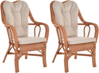 Krines Home Loungesessel Set/2 Rattan Wintergartensessel Harrison Wintergarten Rattansessel (2-St, 2er-Set), hohe Rückenlehne mit Armlehne