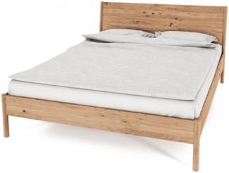 Bett Zola Wildeiche massiv bianco 90x200 mit Holzkopfteil und Holzbeinen